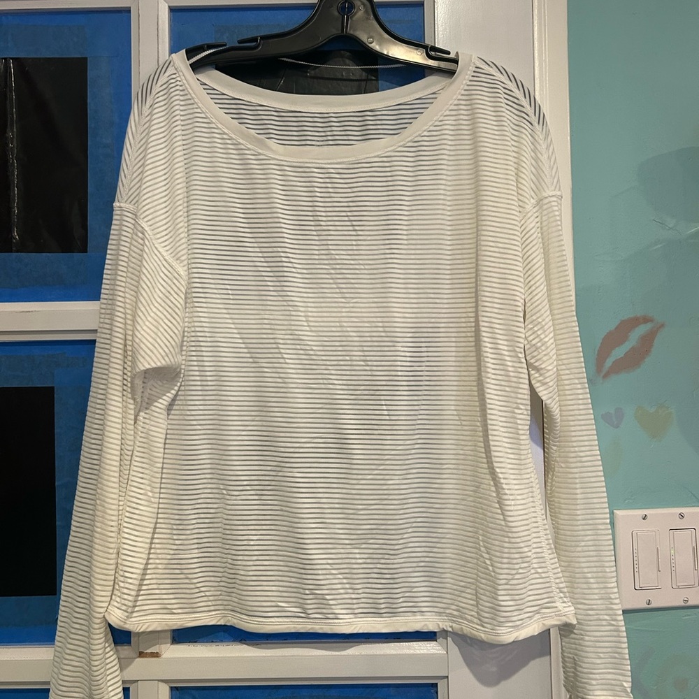 Lululemon White Striped Women's Top
